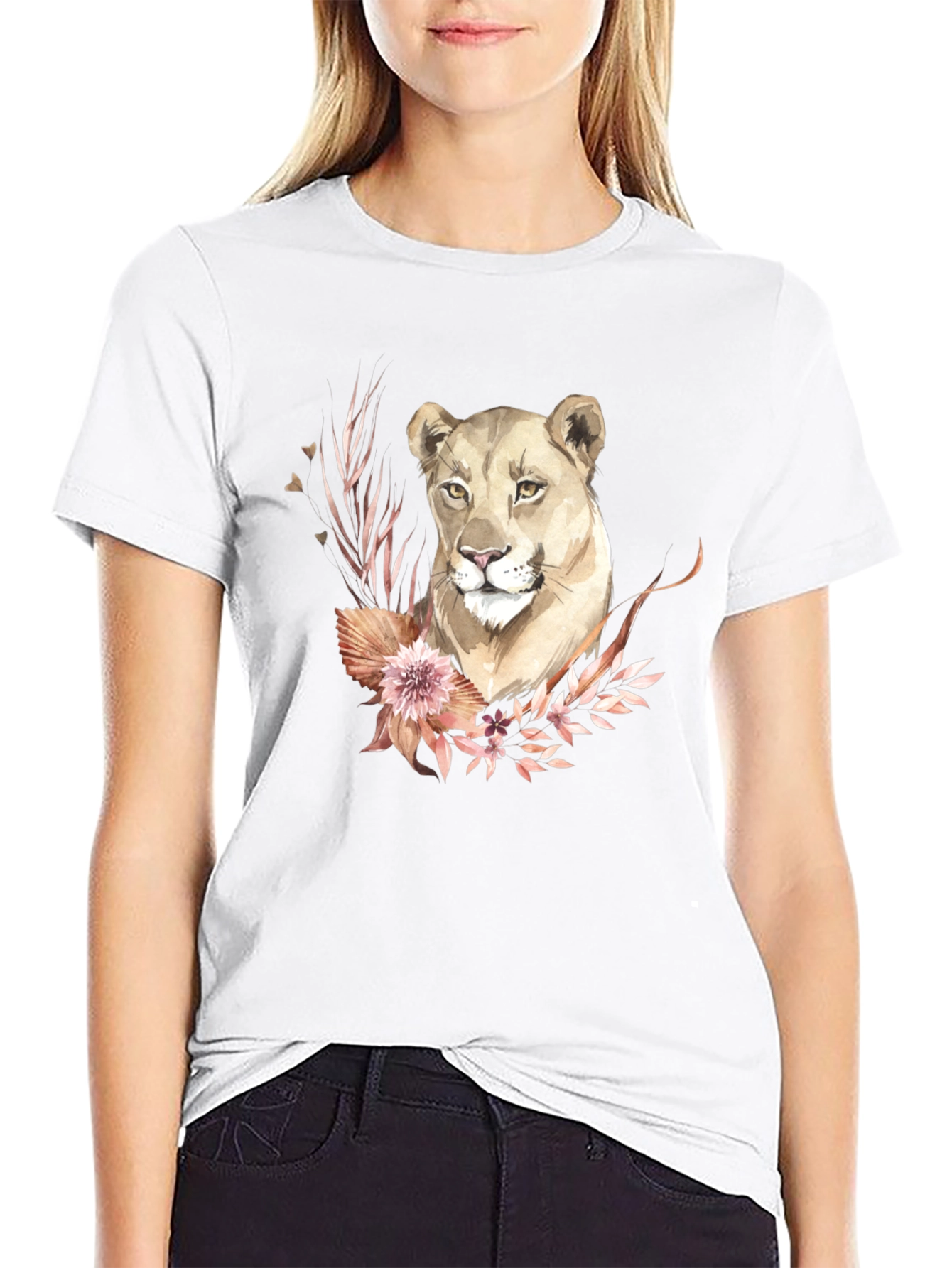 Black Lioness Floral Graphic Tee - Black view 9