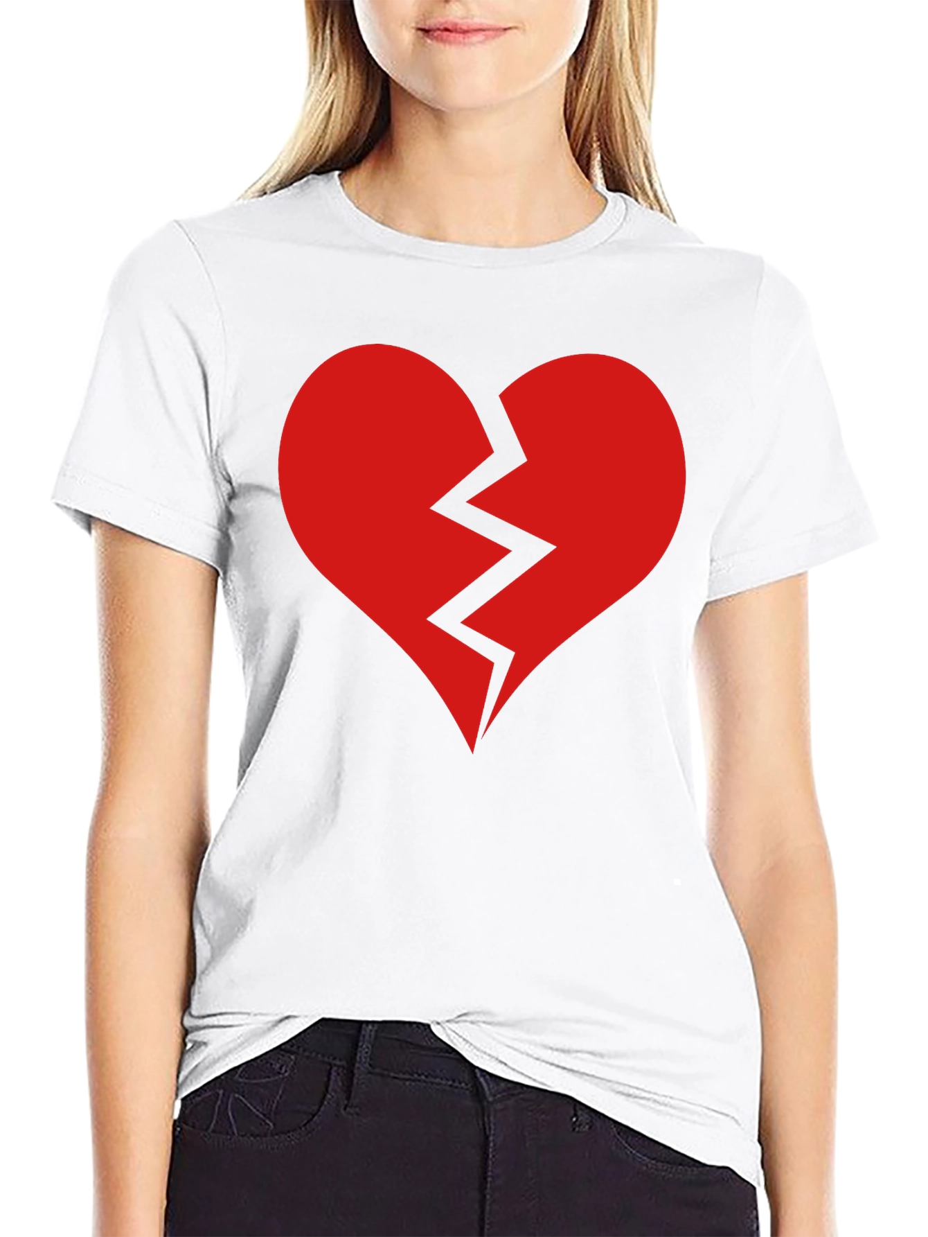 Black Broken Heart Graphic Tee - Black Cotton T-Shirt view 9