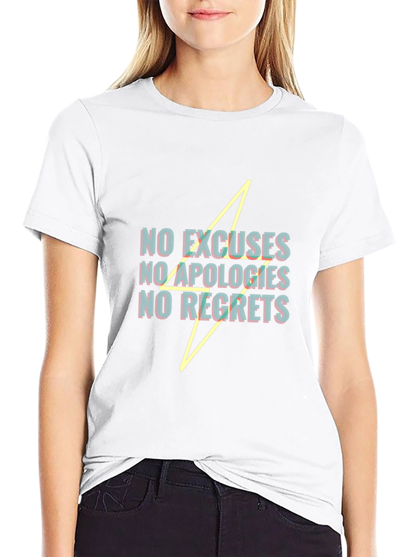 Black No Excuses Graphic Print Black T-Shirt view 9