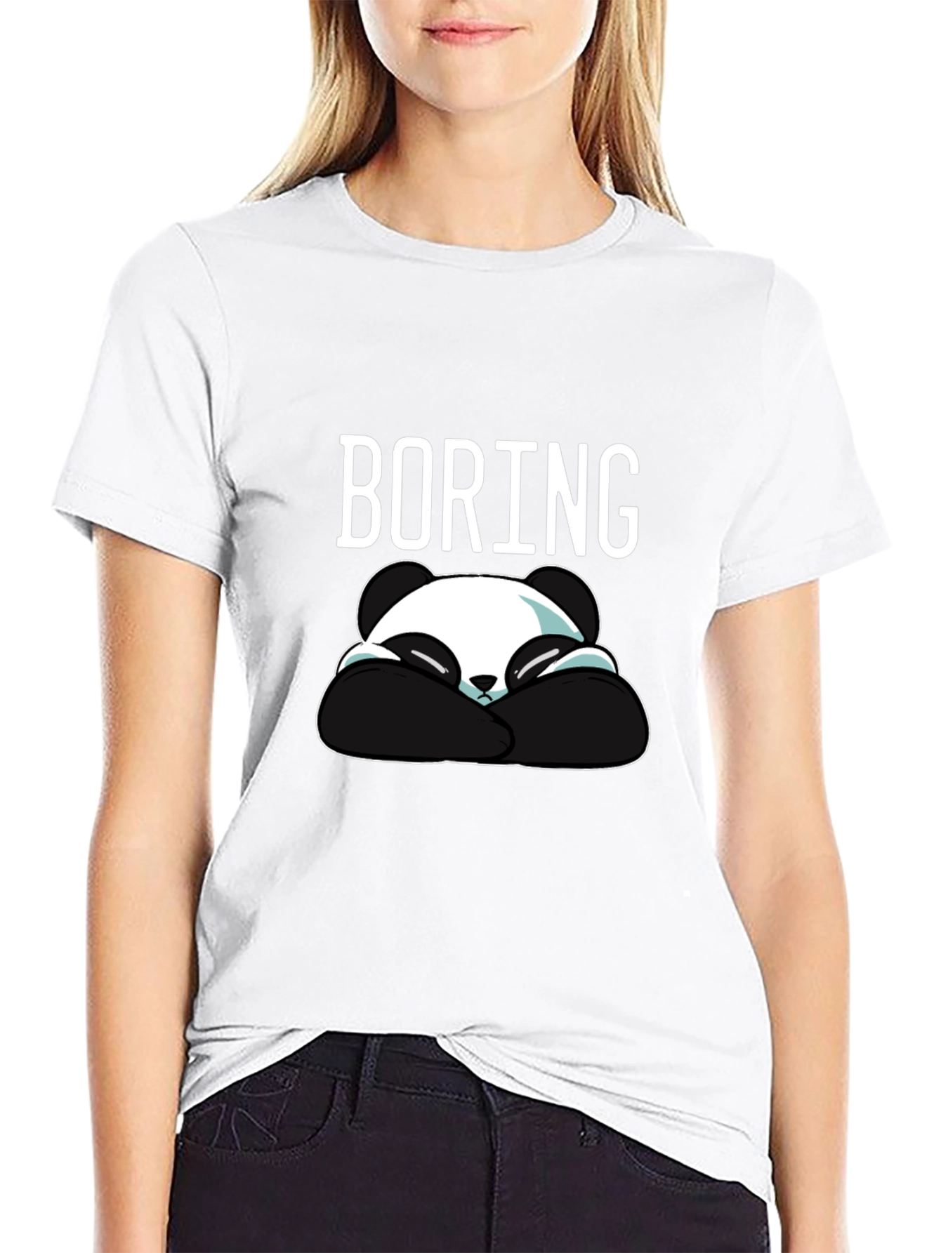 Black Boring Panda Graphic T-Shirt - Soft Cotton Tee view 9