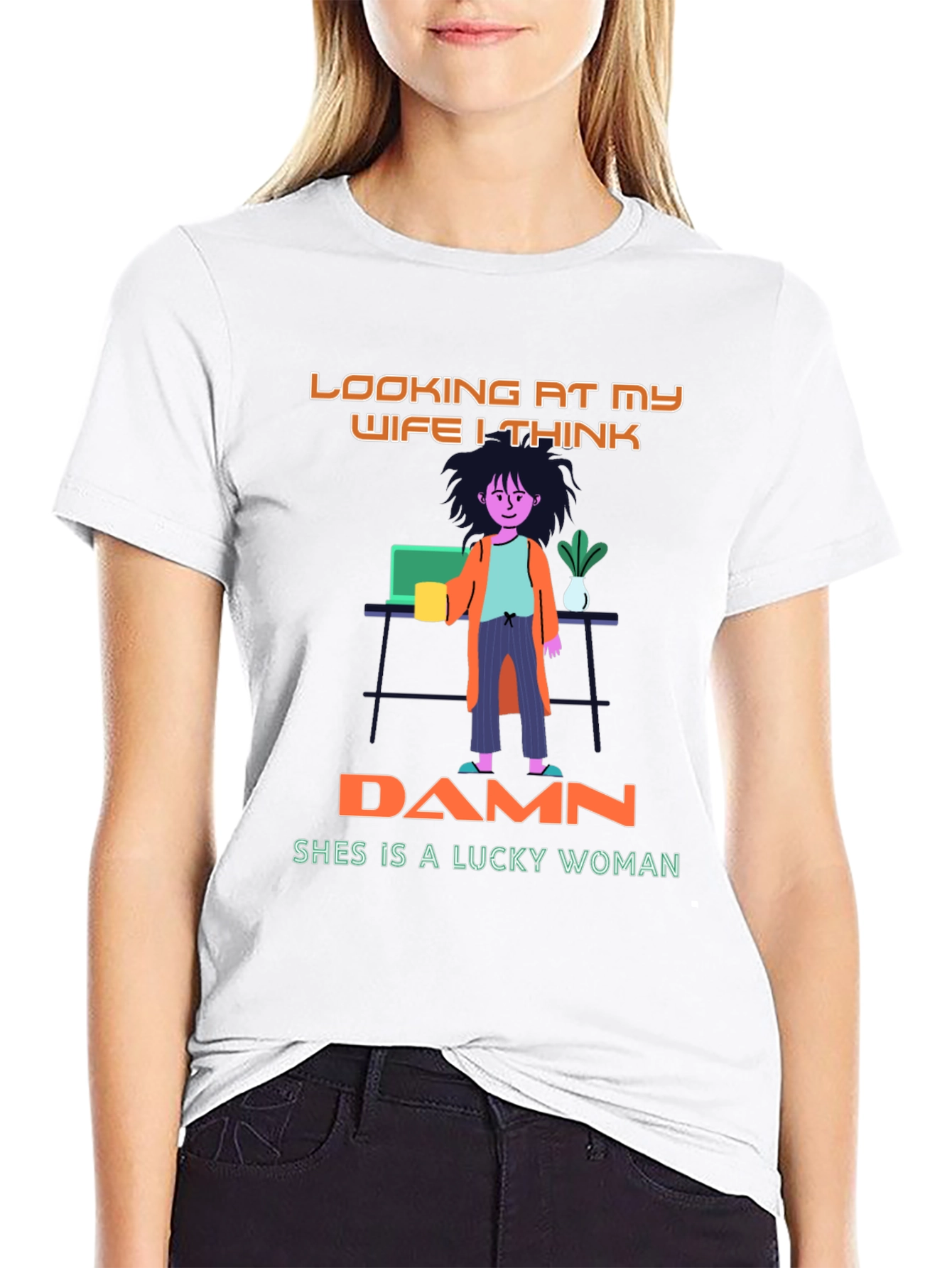 Black Lucky Woman Graphic T-Shirt view 9