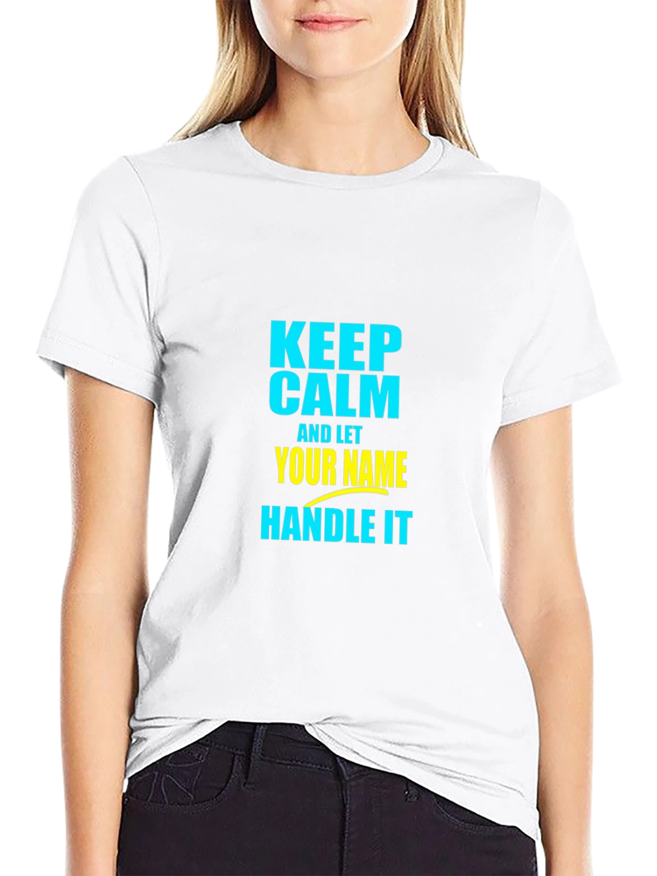Black Keep Calm T-Shirt - Personalized Name Handle It view 9