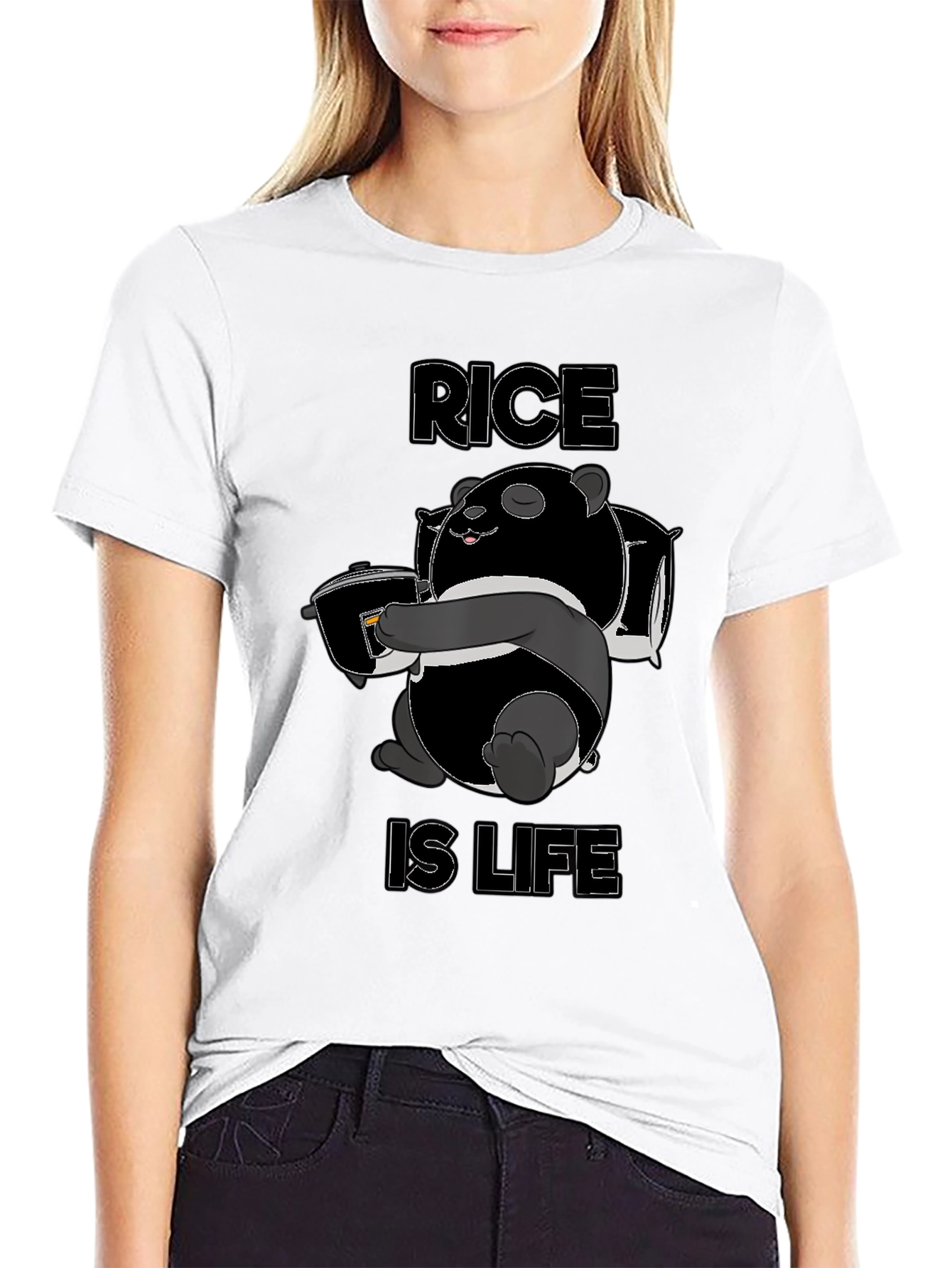 Black Rice is Life Panda Graphic T-Shirt view 9