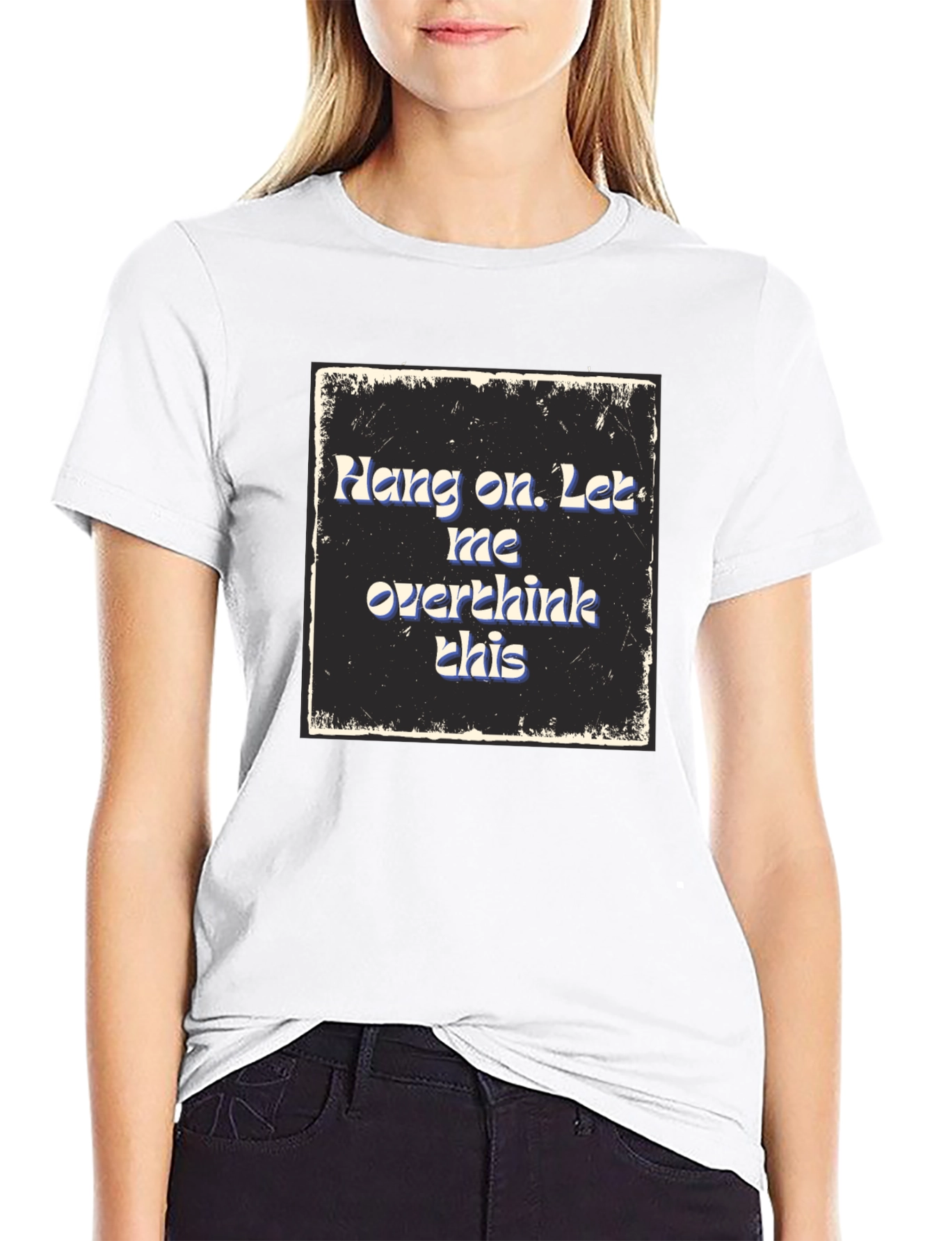 Black Hang On Overthink T-Shirt - Comfy Cotton Blend Tee view 9