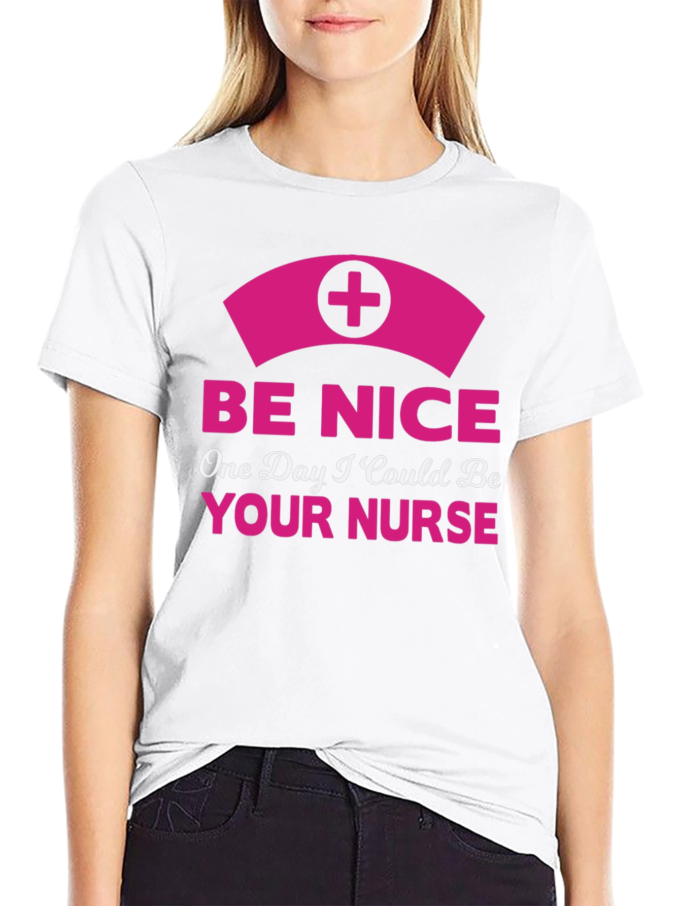 Black Be Nice Nurse Graphic T-Shirt - Novelty Apparel view 9