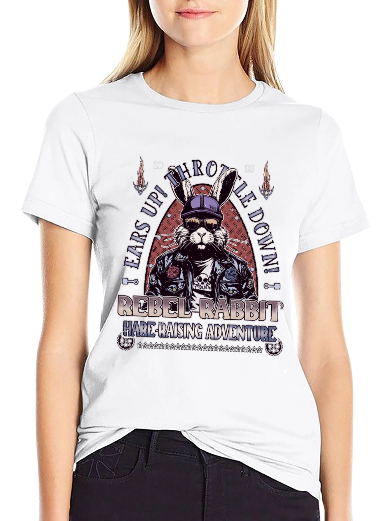 Black Rebel Rabbit T-Shirt: Hare-Raising Adventure Tee view 9