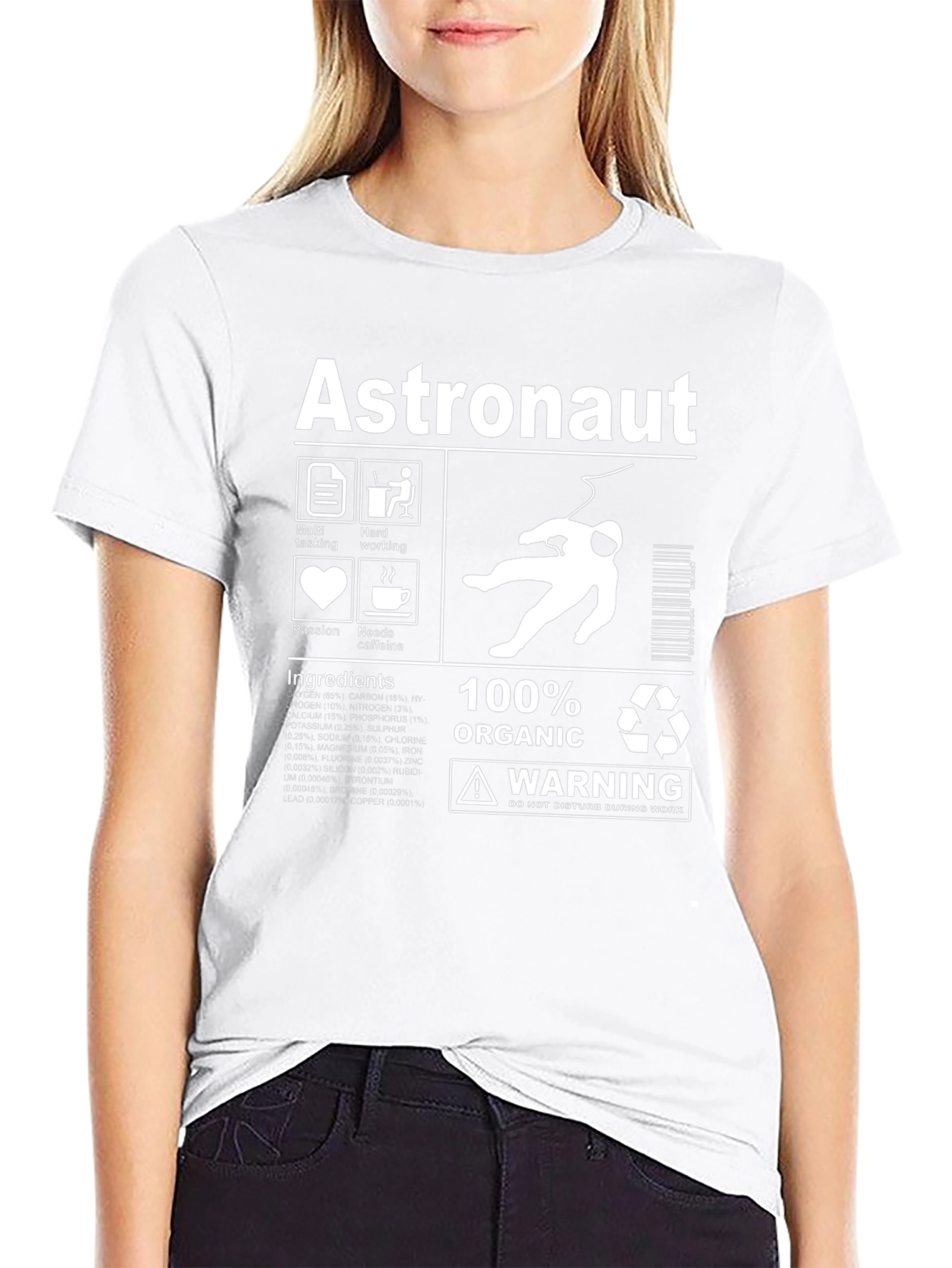Black Astronaut Funny T-Shirt, 100% Organic view 9