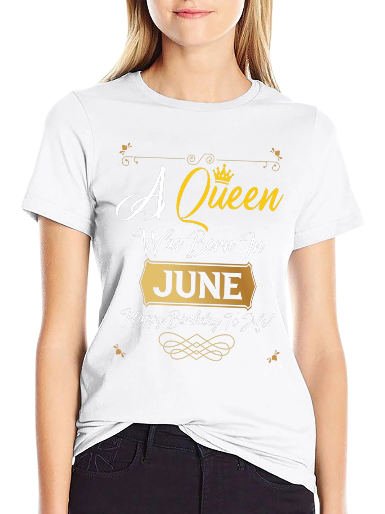 Black A Queen Was Born In June Birthday T-Shirt view 9