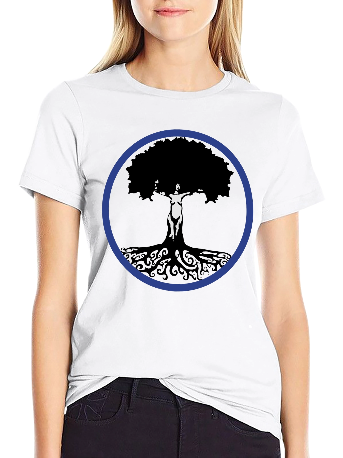 Black Tree Woman Graphic Tee - Black Cotton Blend view 9