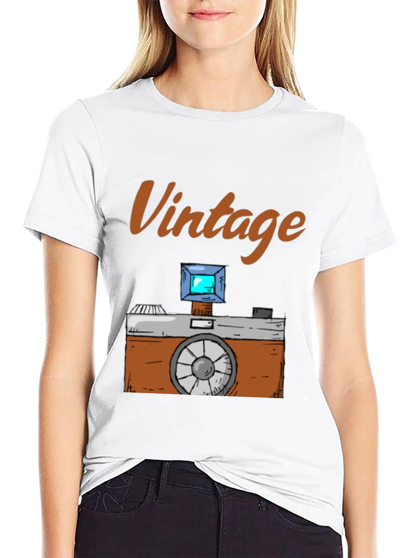 Black Vintage Camera Graphic T-Shirt - Classic Style view 9