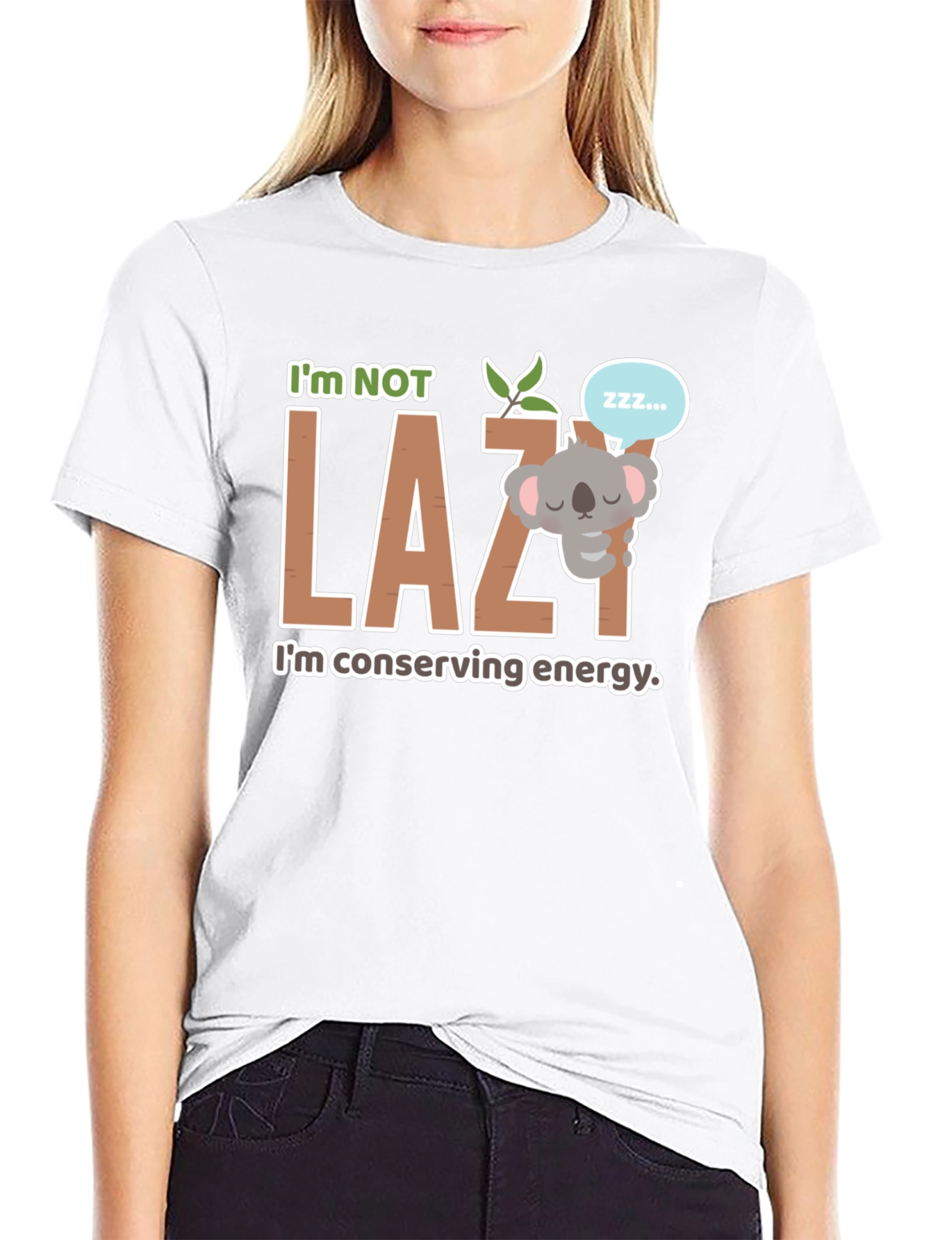 Black I'm Not Lazy Koala T-Shirt view 9
