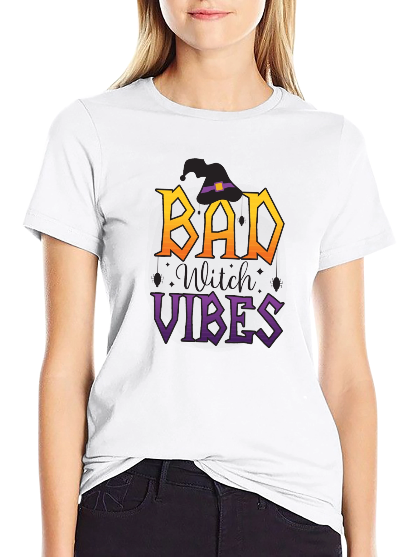 Black Bad Witch Vibes Halloween T-Shirt view 9