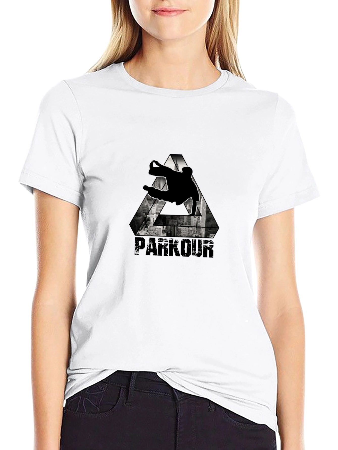 Black Parkour Triangle Graphic T-Shirt - Urban Style view 9