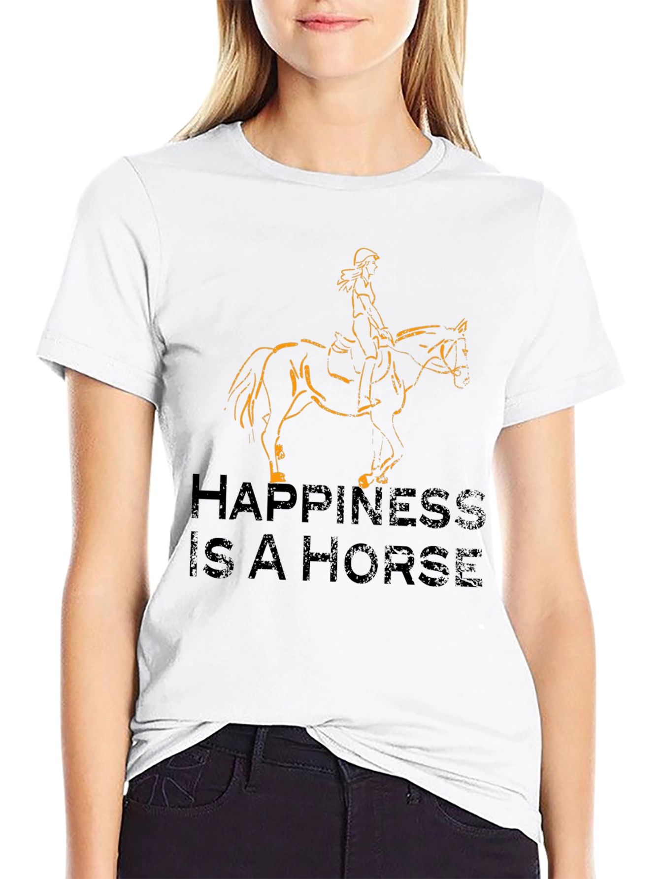 Black Happiness is a Horse Black T-Shirt view 9