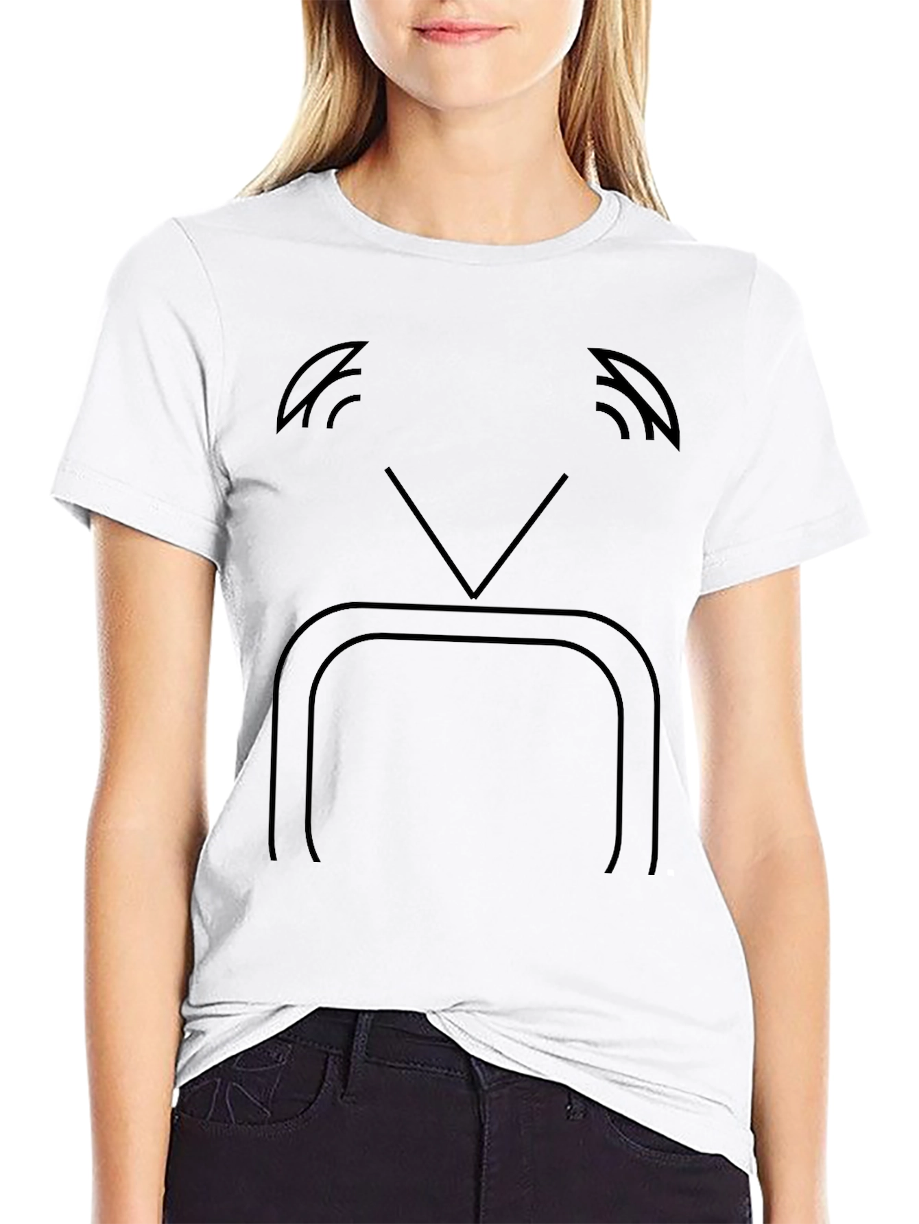 Black Retro TV Face Graphic Tee - Soft Black Cotton Blend Shirt view 9