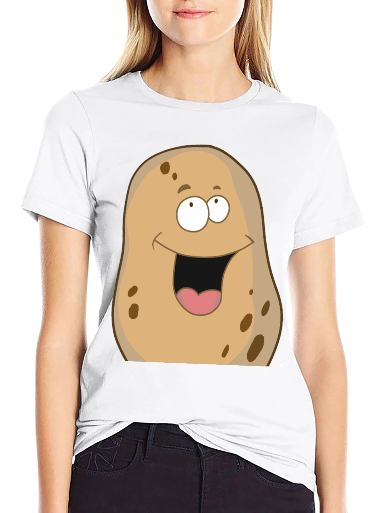 Black Funny Potato Graphic T-Shirt - Unisex Black Tee view 9