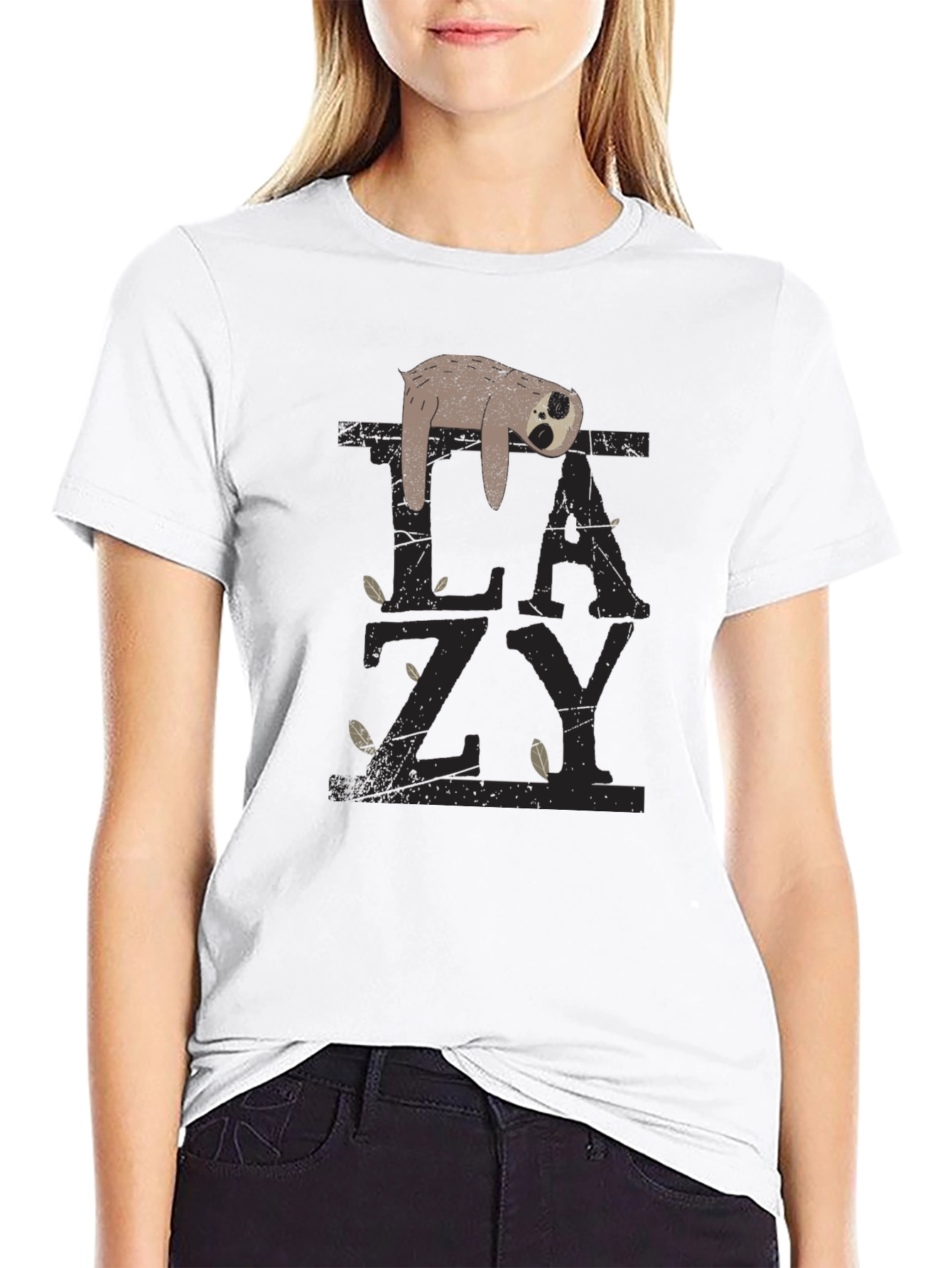 Black Lazy Sloth Graphic Tee - Relaxed Fit view 9