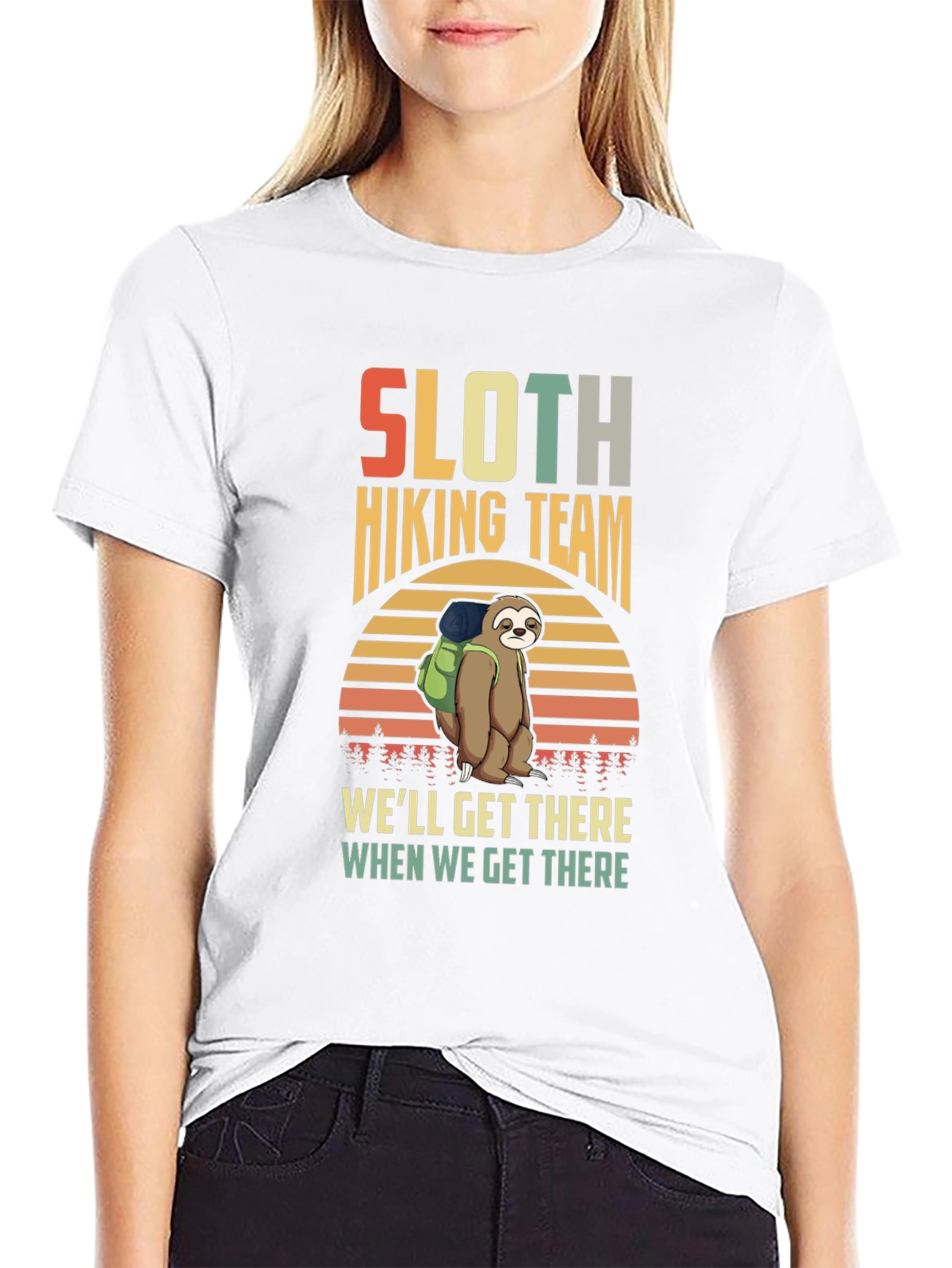 Black Sloth Hiking Team Graphic T-Shirt view 9