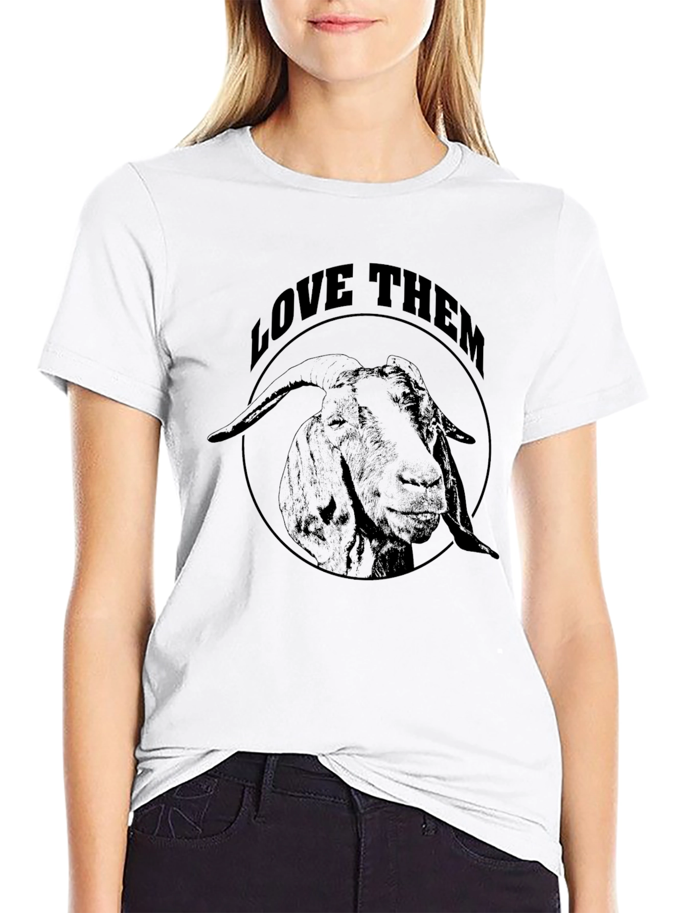 Black Love Them Goat Graphic Tee - Black Cotton T-Shirt view 9