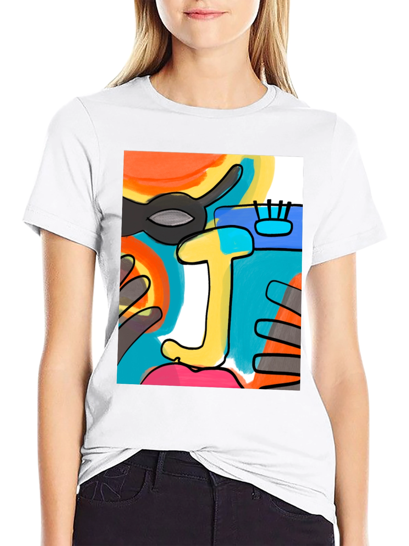 Black Abstract Art Graphic Tee view 9