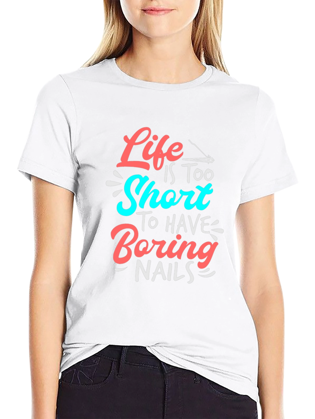 Black Life Is Too Short T-Shirt - Fun Nail Design view 9