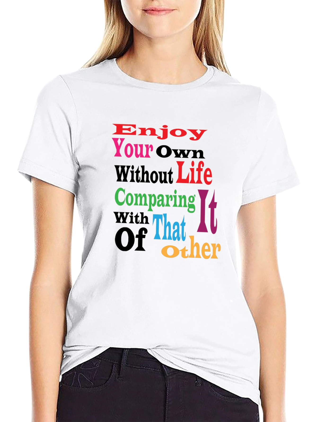 Black Motivational Graphic Tee - Enjoy Your Own Life view 9