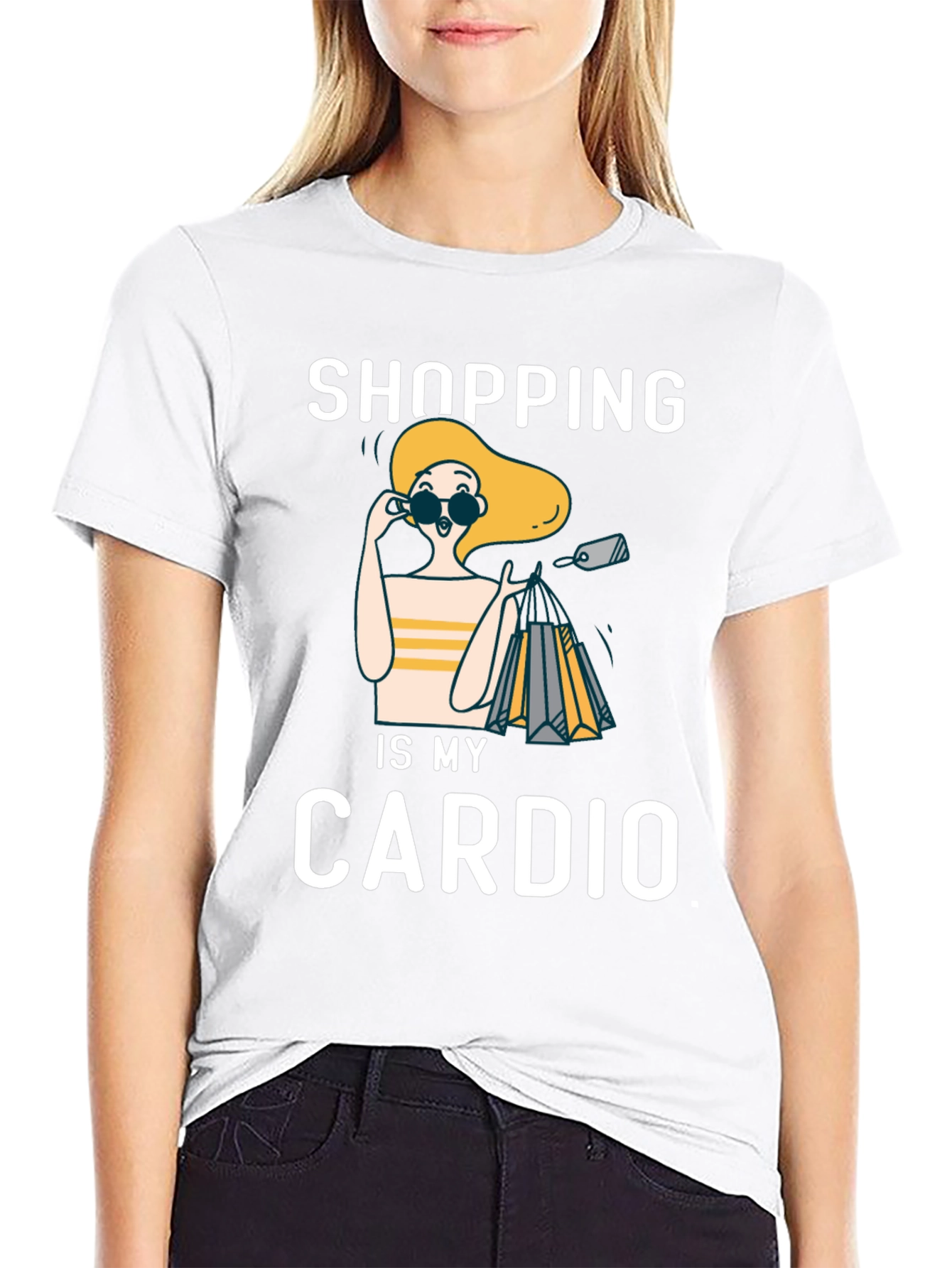 Black Shopping is My Cardio Graphic Tee view 9