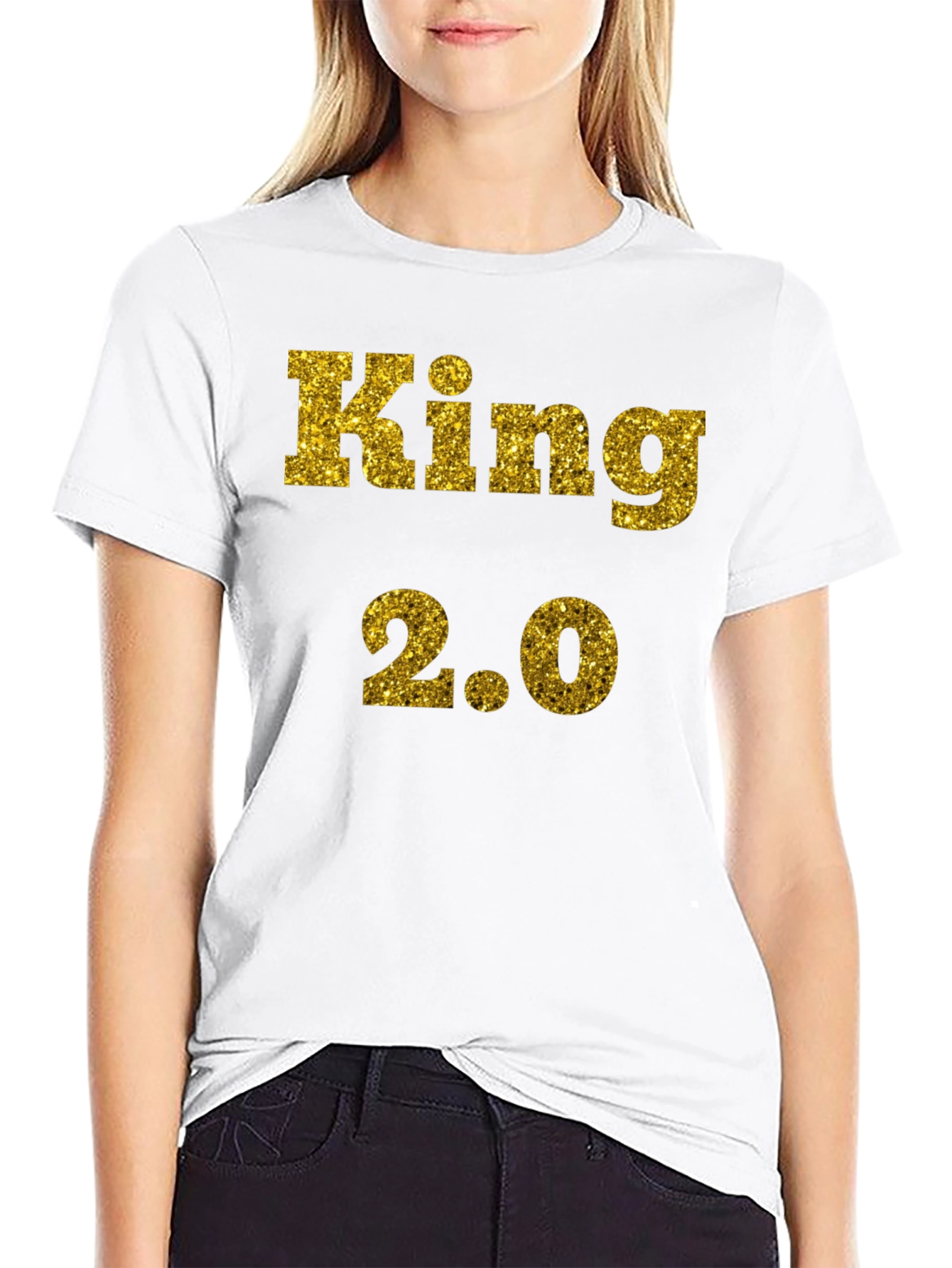 Black King 2.0 Glitter Print T-Shirt - Black view 9