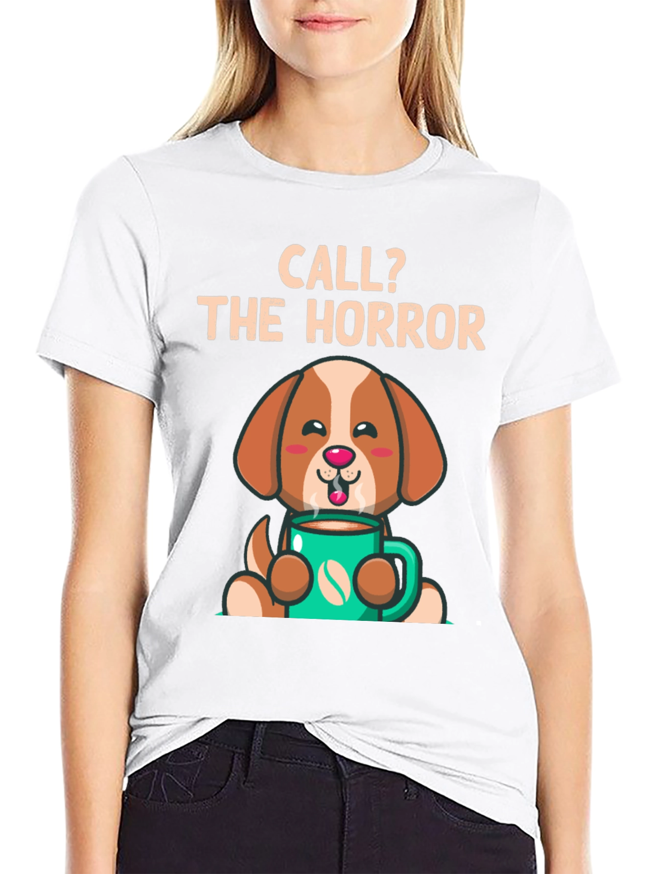 Black Call the Horror Coffee Dog T-Shirt view 9