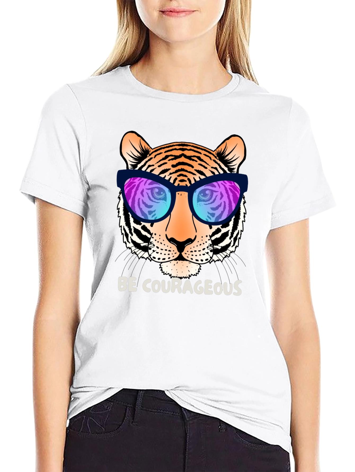 Black Cool Tiger Graphic Tee - Be Courageous! view 9