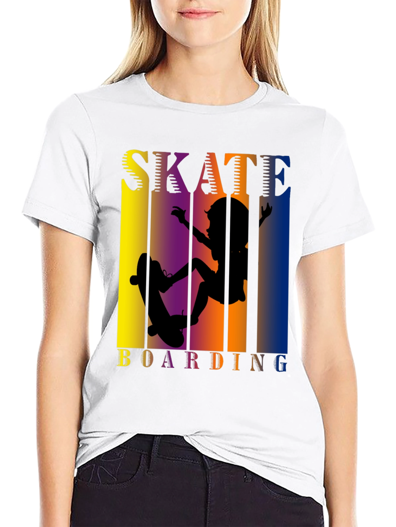 Black Skateboarding Graphic Tee - Cool Skater Design view 9