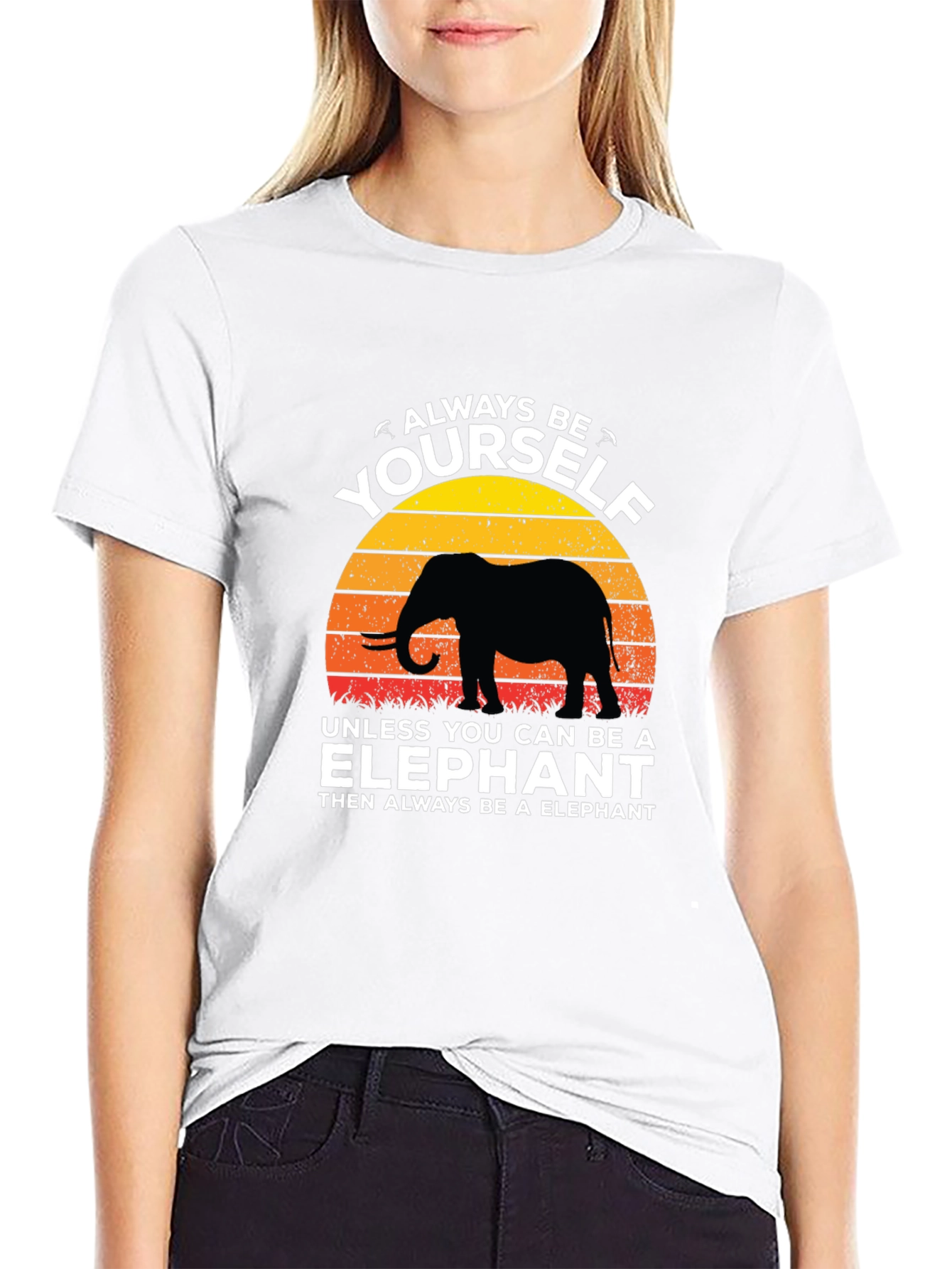 Black Always Be Yourself Elephant Graphic T-Shirt view 9