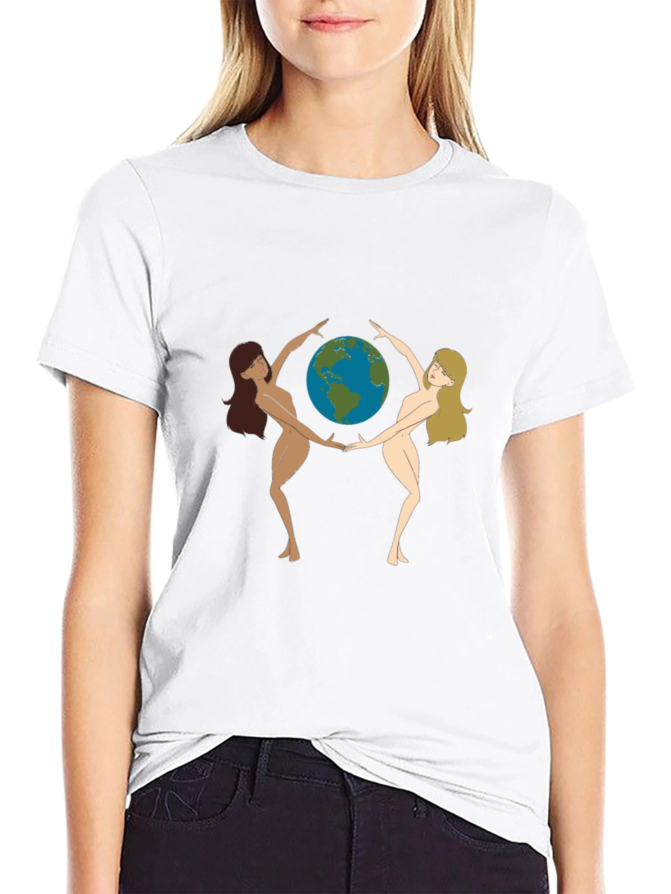 Black Unique Women Earth Graphic Black T-Shirt view 9