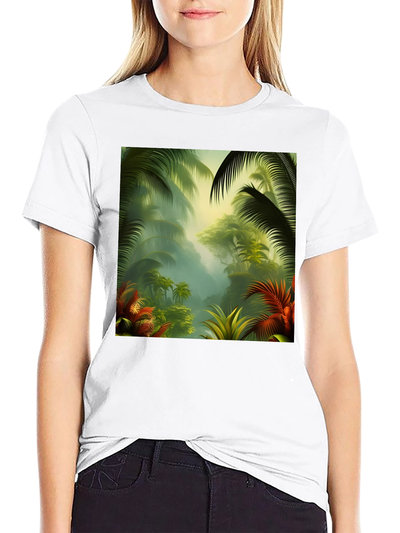 Black Tropical Jungle T-Shirt view 9