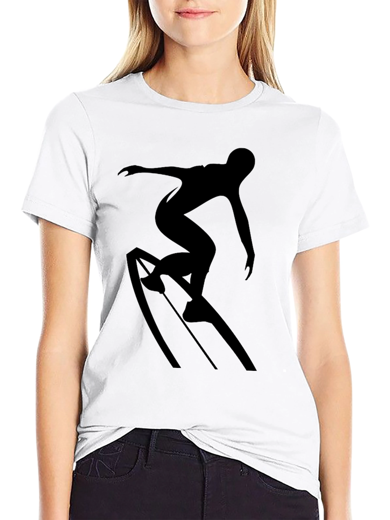 Black Surfer Silhouette Graphic Tee - Black T-Shirt view 9