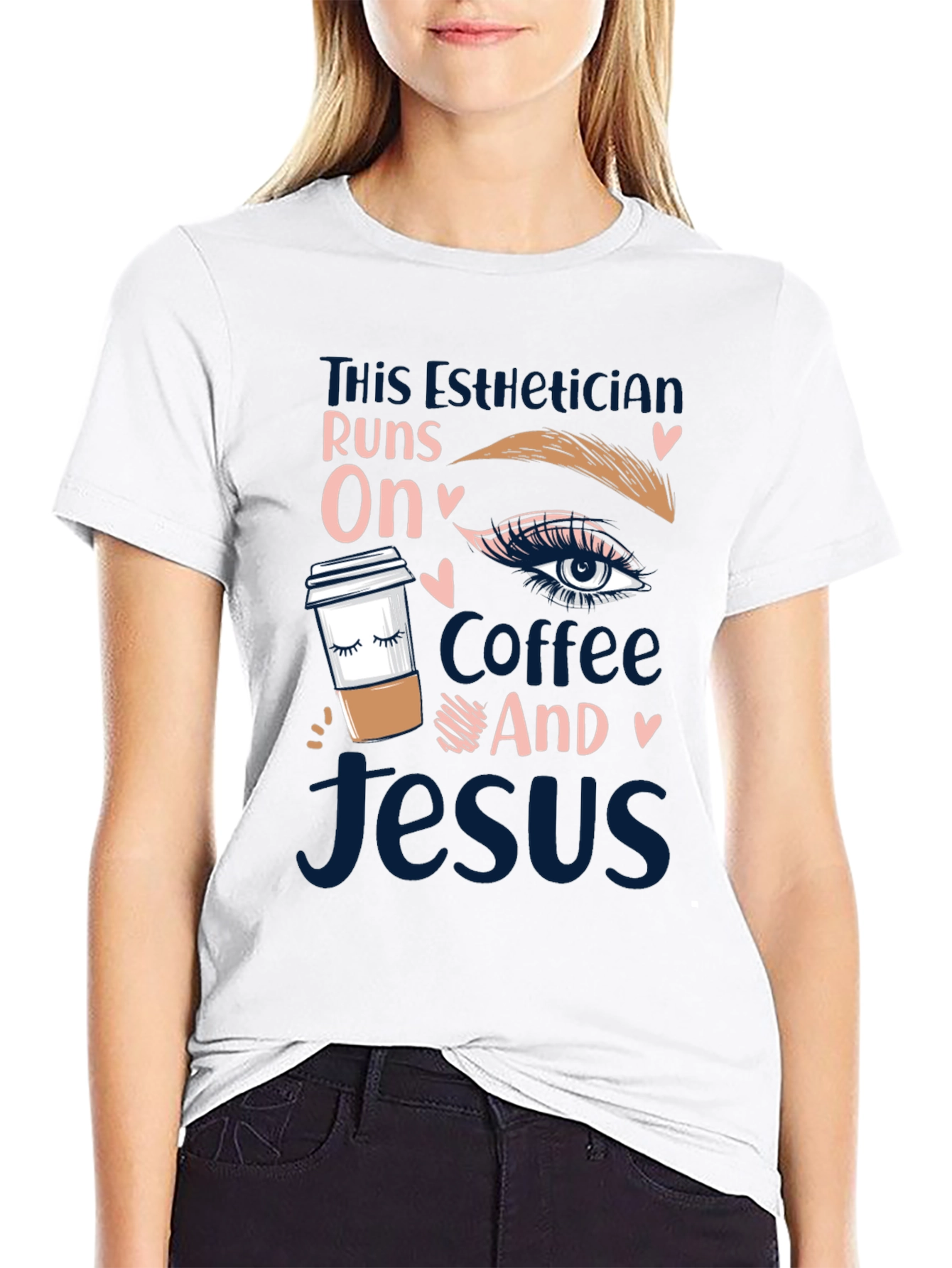 Black Esthetician Coffee and Jesus T-Shirt view 9