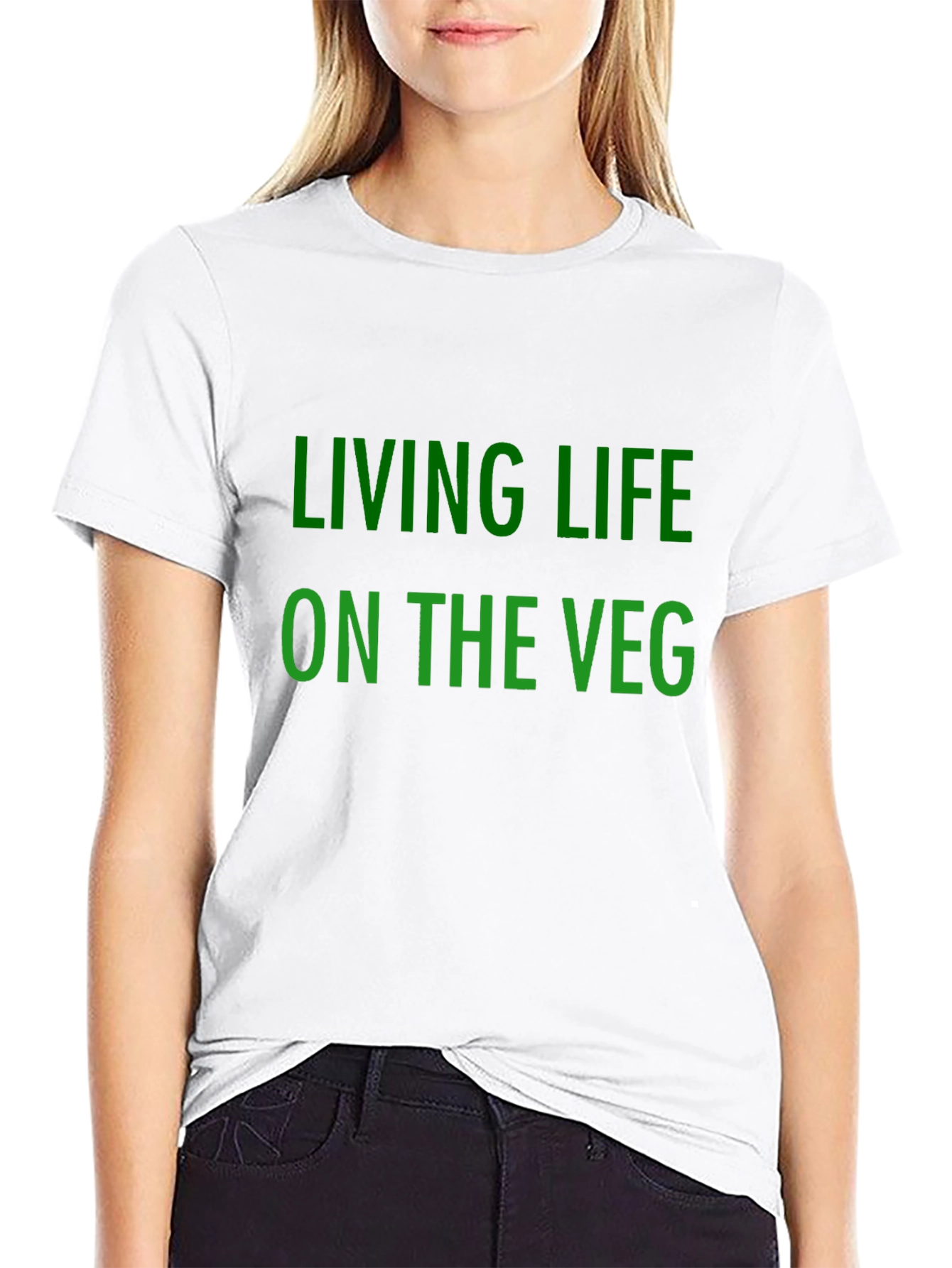 Black Living Life on the Veg T-Shirt - Vegan Lifestyle Tee view 9