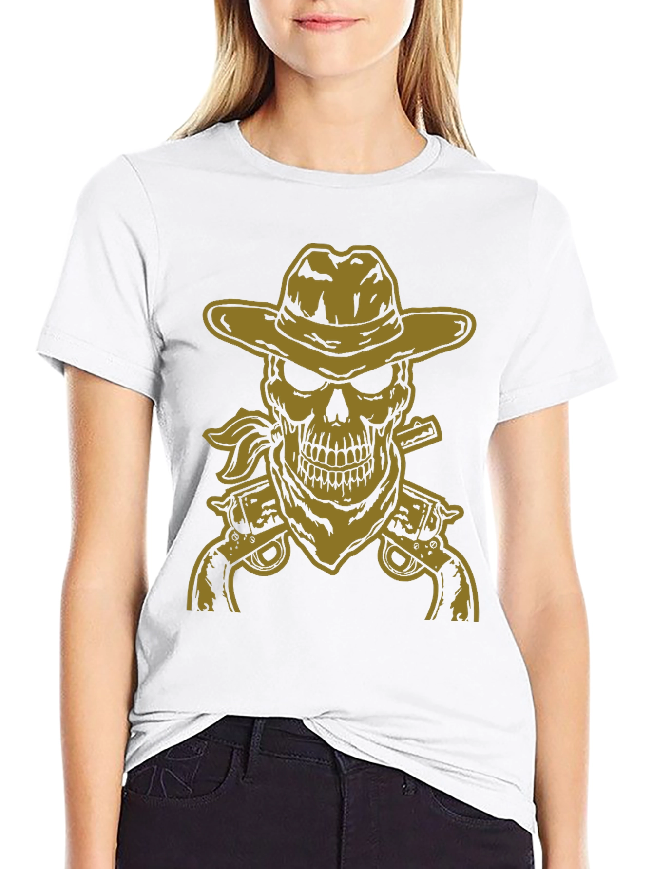 Black Cowboy Skull Graphic Tee - Black view 9