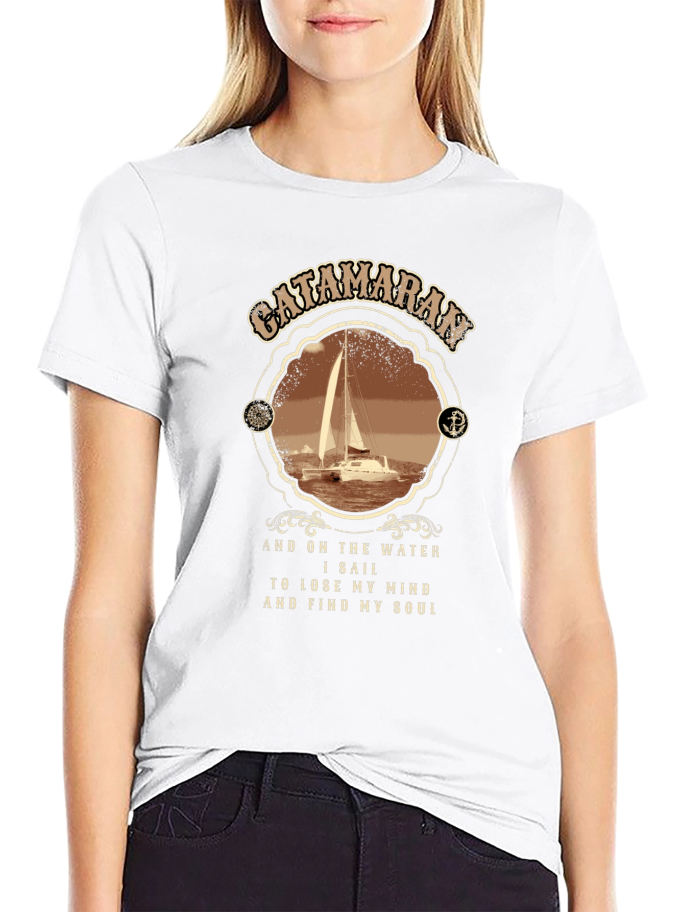 Black Catamaran Sailing T-Shirt - Lose Your Mind, Find Your Soul view 9