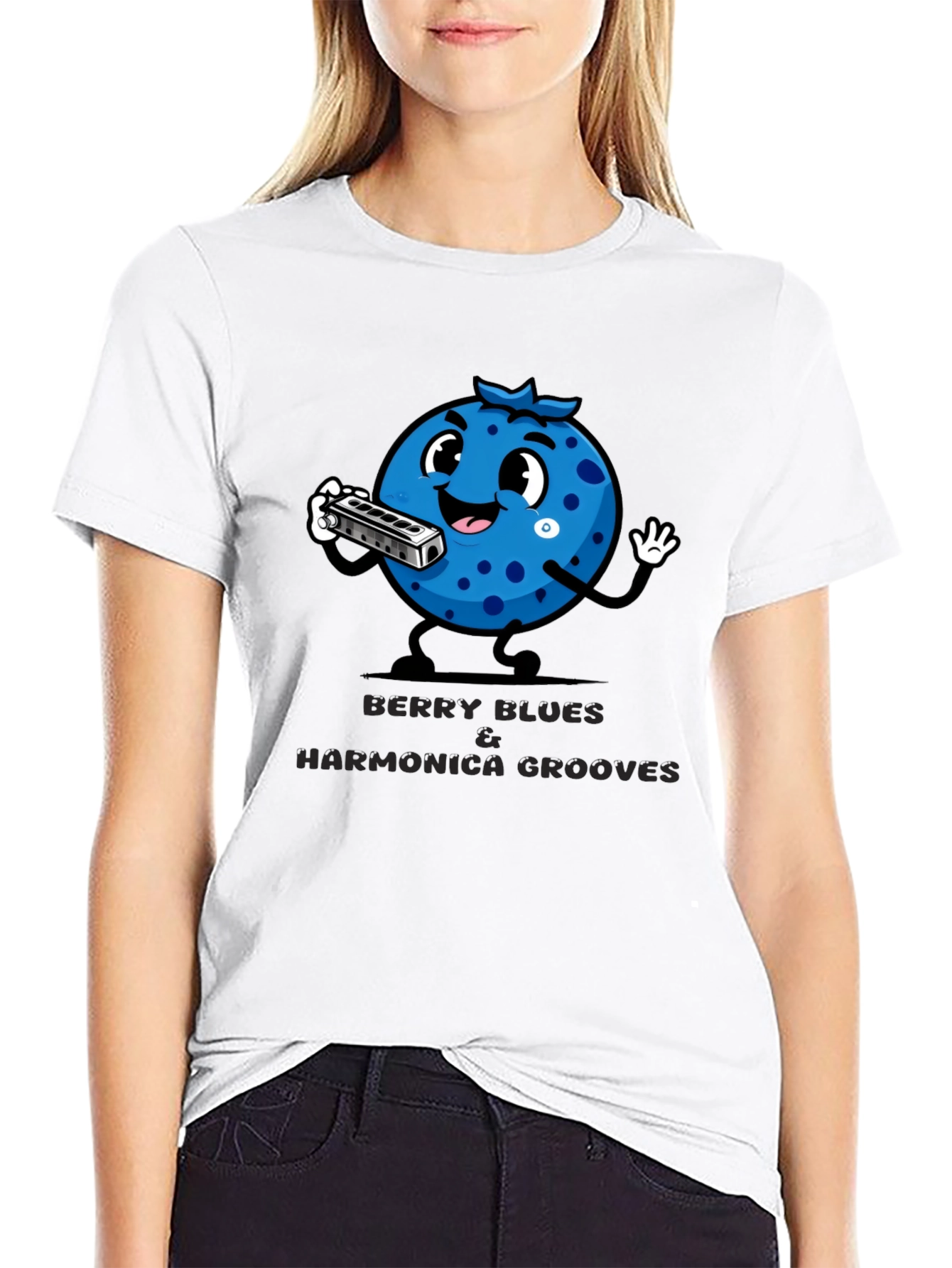 Black Berry Blues Harmonica Grooves T-Shirt view 9