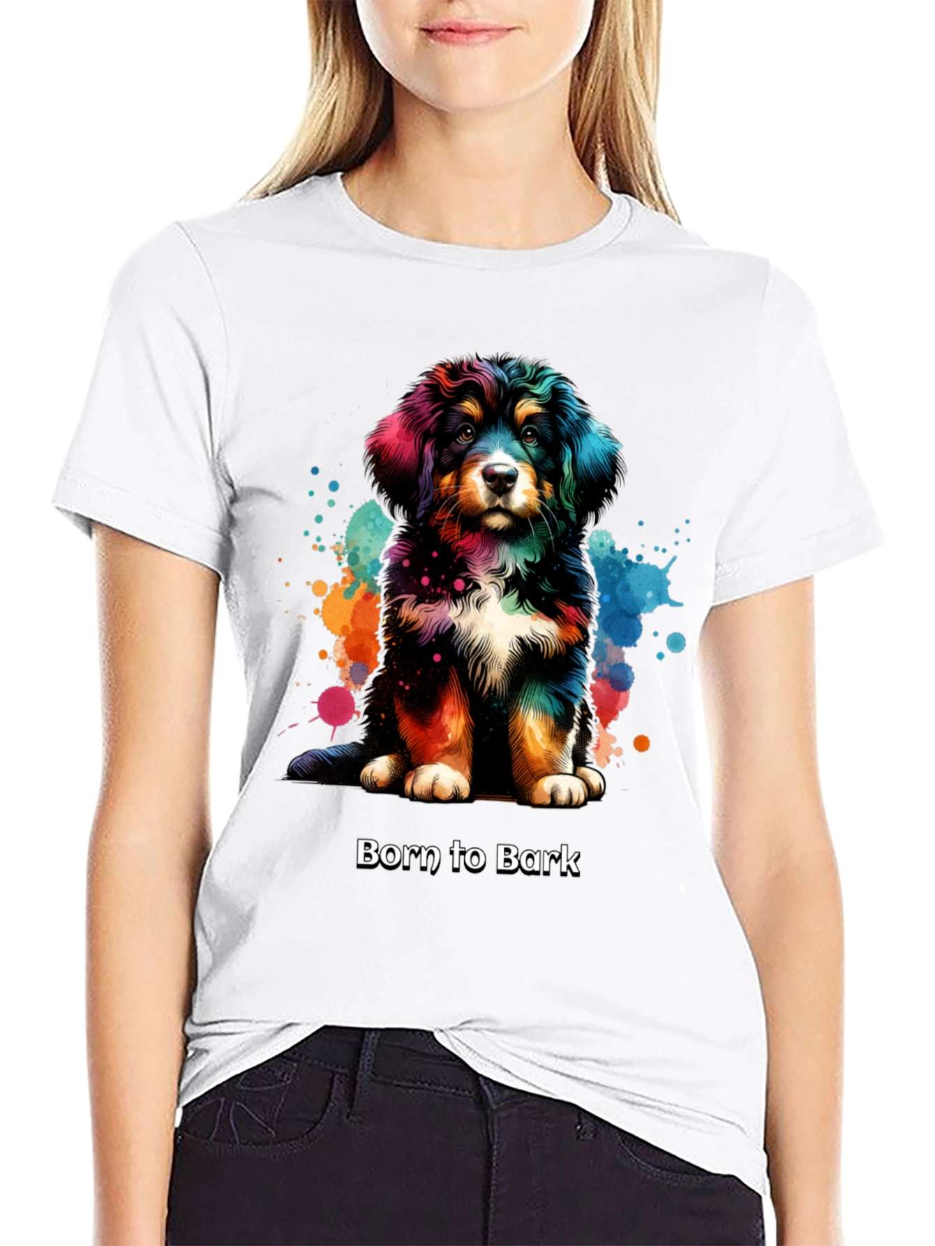 Black Born to Bark Dog T-Shirt view 9
