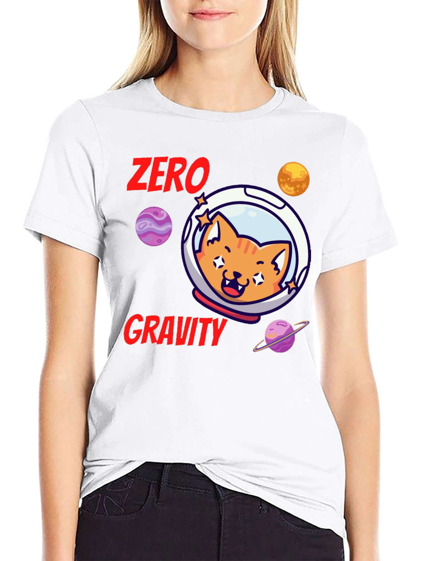Black Zero Gravity Cat T-Shirt view 9