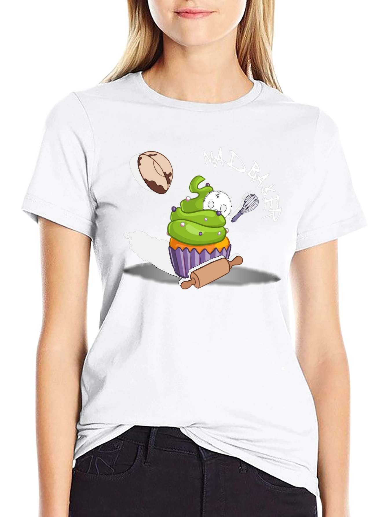 Black Mad Baker Cartoon Graphic T-Shirt view 9