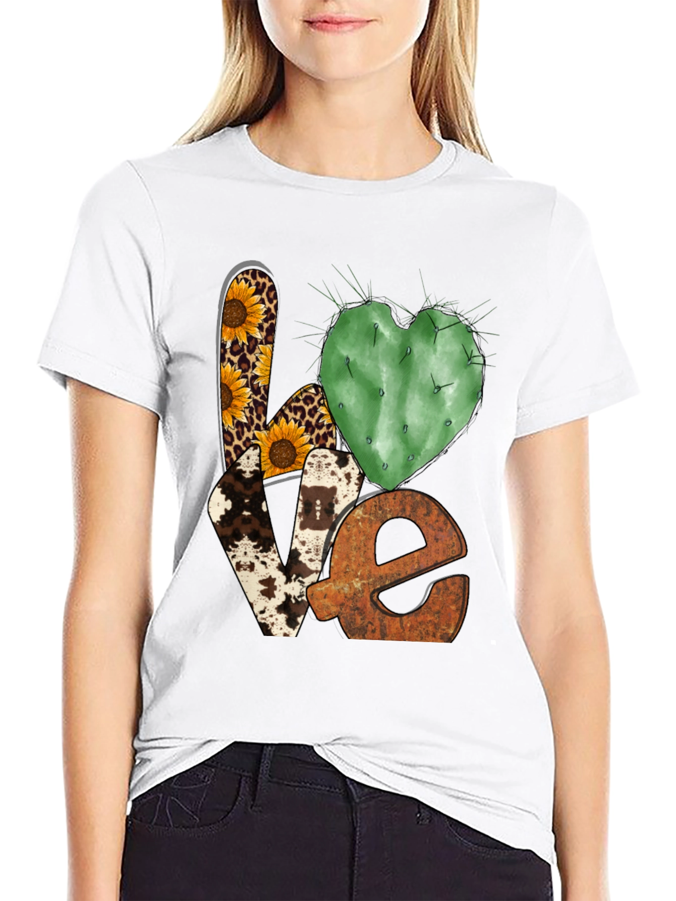 Black LOVE Western Graphic Tee - Cactus Heart view 9