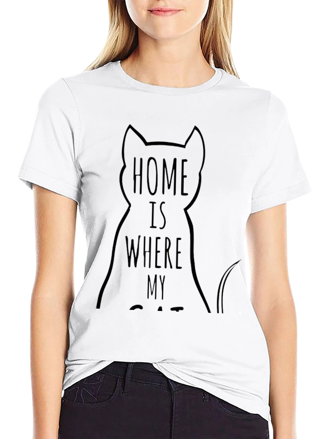 Black Home is Where My Cat Is T-Shirt view 9