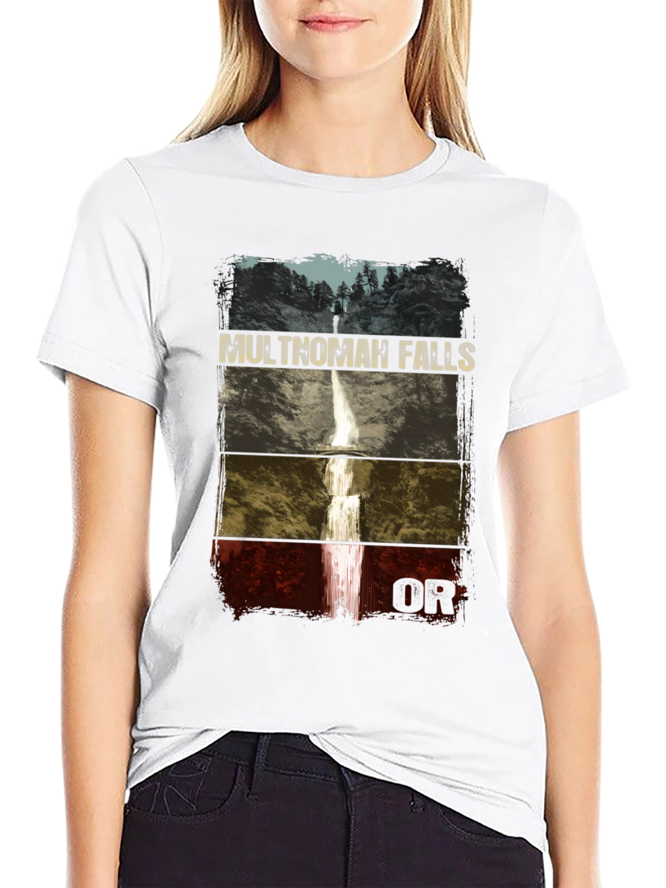 Black Multnomah Falls Graphic T-Shirt view 9