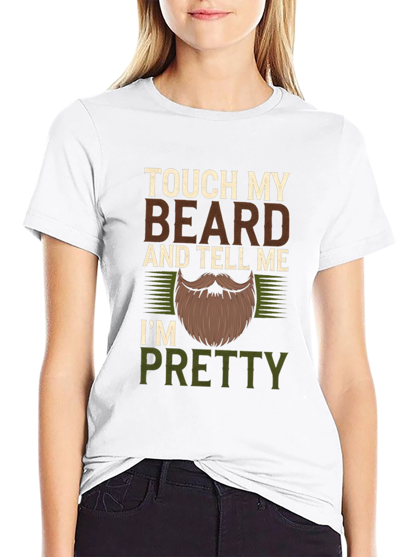 Black Touch My Beard Funny Men's Graphic T-Shirt view 9