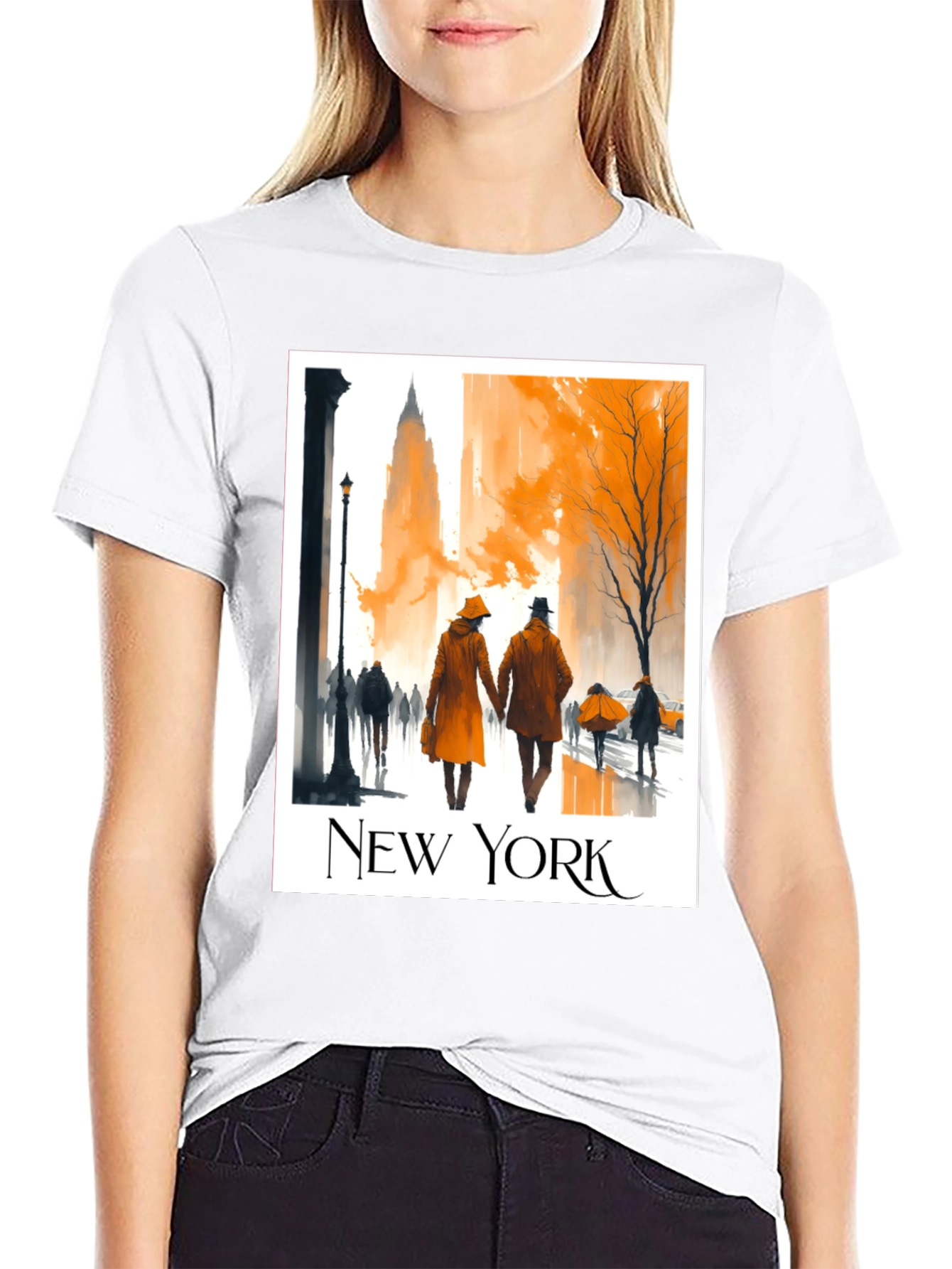 Black New York City Autumn Walk T-Shirt view 9