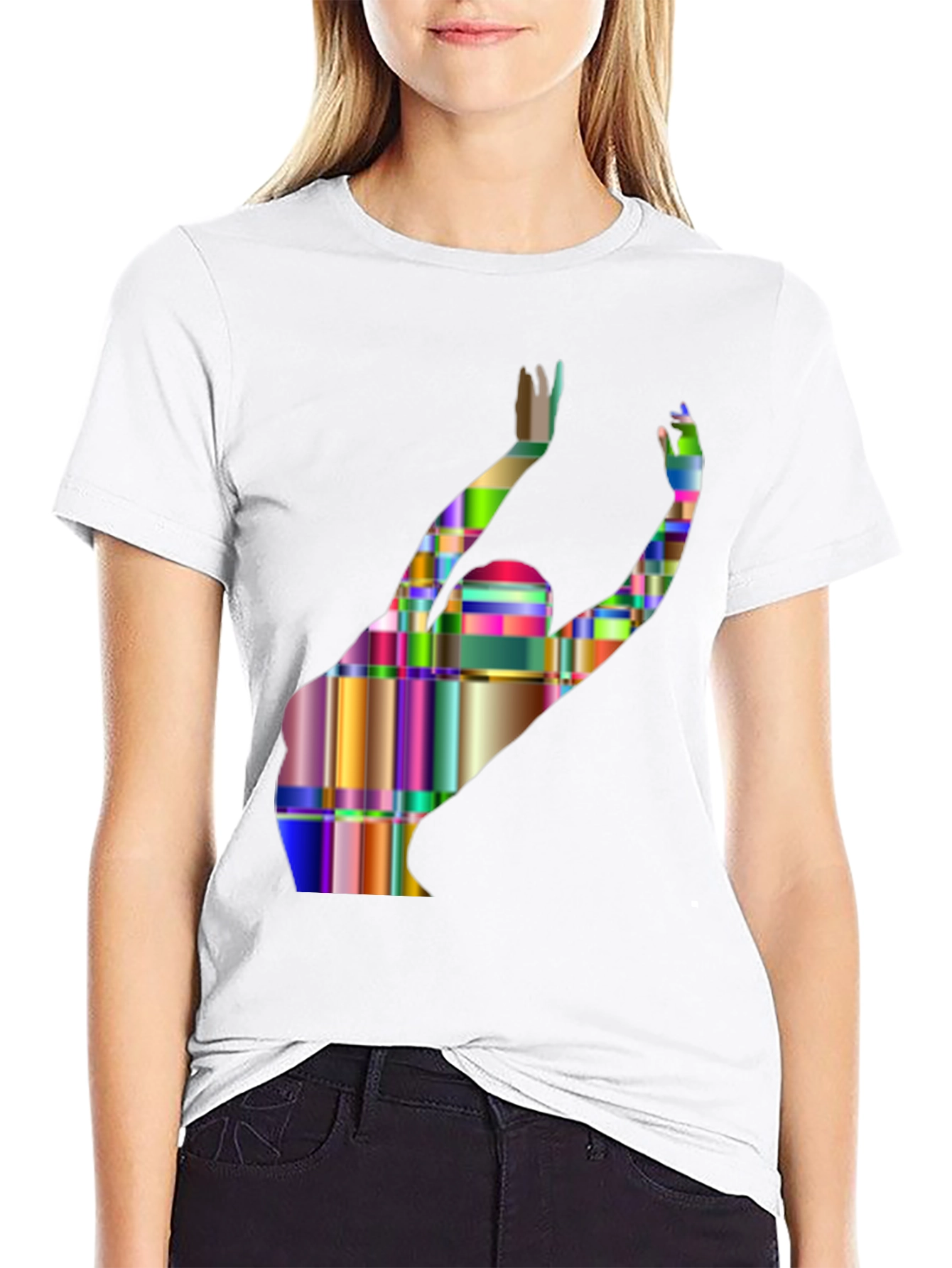 Black Abstract Geometric Silhouette T-Shirt view 9