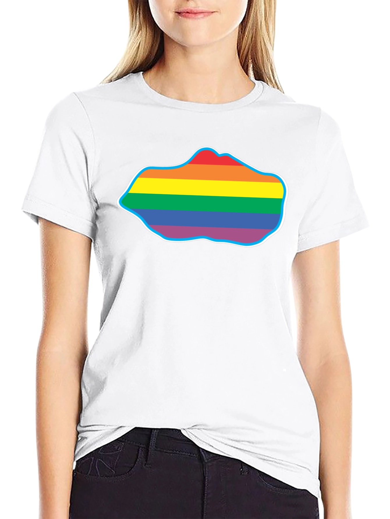 Black Pride Rainbow Cloud T-Shirt - Black Crew Neck view 9
